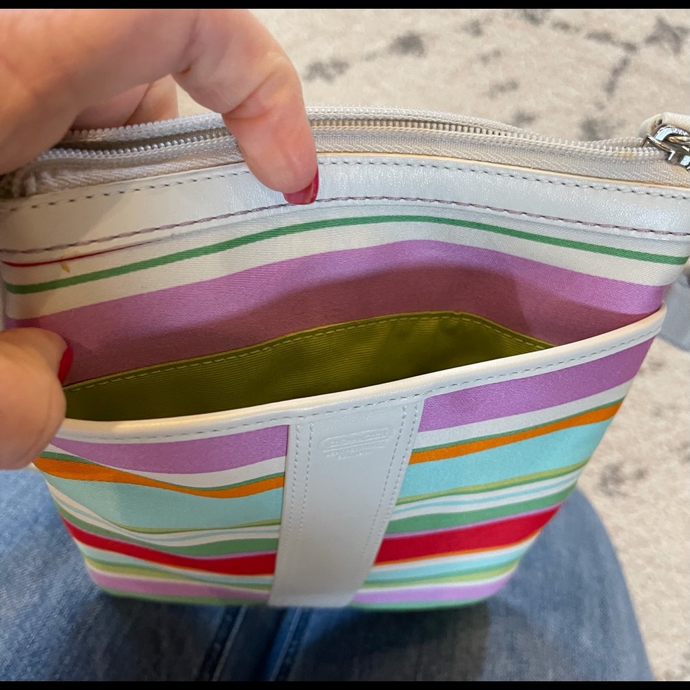 COACH Crossbody Muti Color Stripe Versatile Classic Preppy Adjustable - Picture 7 of 7